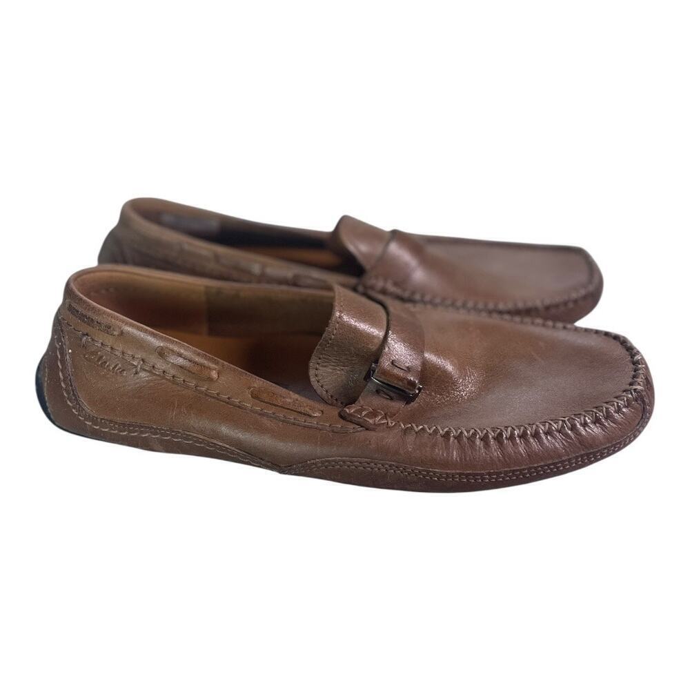 Clarks Men’s Markman Brown Leather Slip On Driver Loafers Size 10m